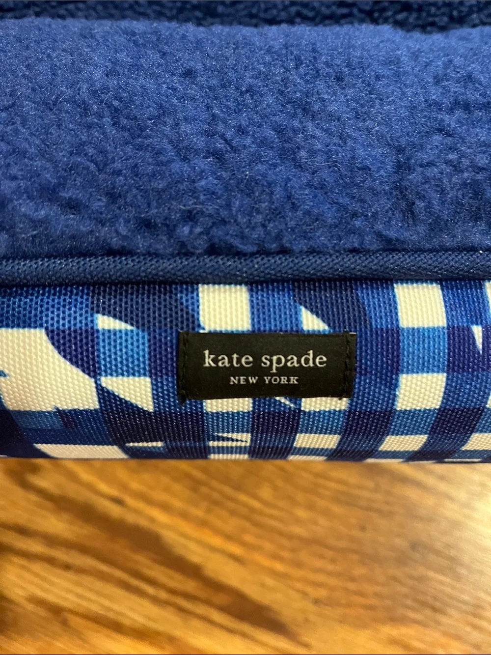 Kate Spade Navy Blue Plush Rectangular Pet Bed